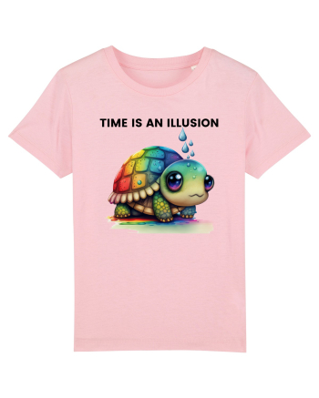 Broasca testoasa pictata in acuarela cu mesajul  Time is an Illusion Cotton Pink