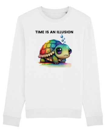 Broasca testoasa pictata in acuarela cu mesajul  Time is an Illusion White