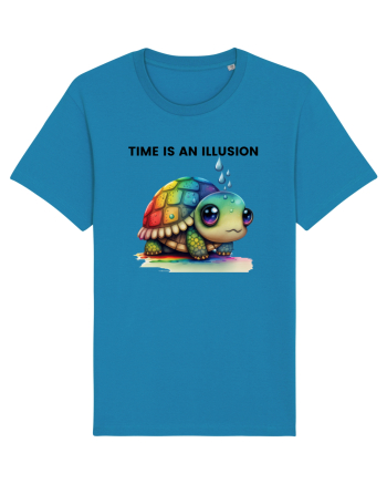 Broasca testoasa pictata in acuarela cu mesajul  Time is an Illusion Azur