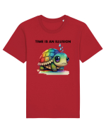 Broasca testoasa pictata in acuarela cu mesajul  Time is an Illusion Tricou mânecă scurtă Unisex Rocker