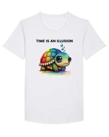 Broasca testoasa pictata in acuarela cu mesajul  Time is an Illusion White