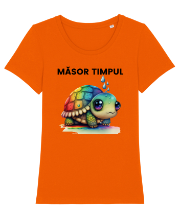 Broasca testoasa pictata in acuarela cu mesajul  Masor Timpul Bright Orange