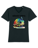 Broasca testoasa pictata in acuarela cu mesajul  Masor Timpul Tricou mânecă scurtă guler V Bărbat Presenter