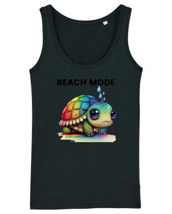 Broasca testoasa pictata in acuarela cu mesajul  Beach Mode Black