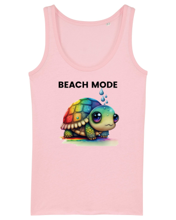 Broasca testoasa pictata in acuarela cu mesajul  Beach Mode Cotton Pink