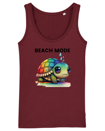 Broasca testoasa pictata in acuarela cu mesajul  Beach Mode Burgundy