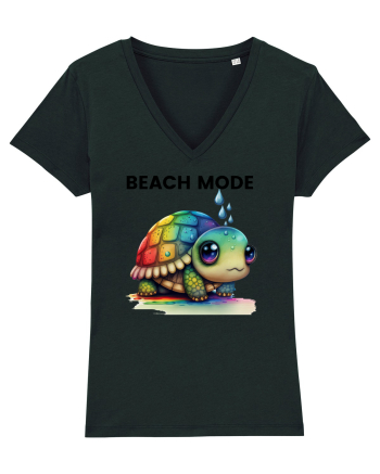 Broasca testoasa pictata in acuarela cu mesajul  Beach Mode Black