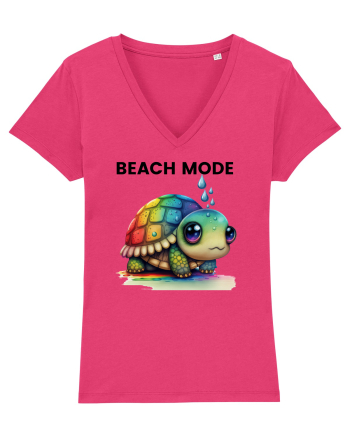 Broasca testoasa pictata in acuarela cu mesajul  Beach Mode Raspberry
