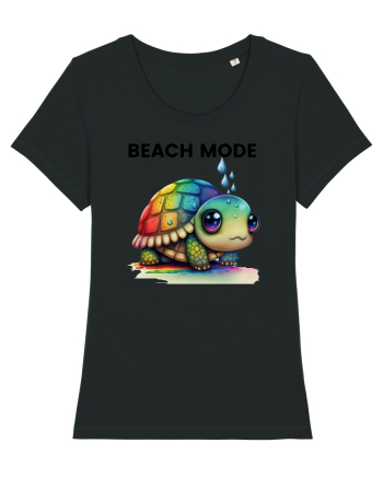 Broasca testoasa pictata in acuarela cu mesajul  Beach Mode Black