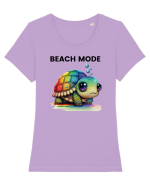 Broasca testoasa pictata in acuarela cu mesajul  Beach Mode Tricou mânecă scurtă guler larg fitted Damă Expresser