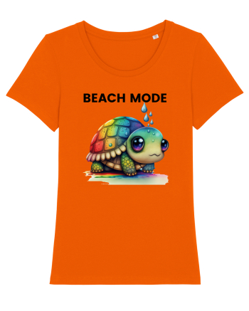 Broasca testoasa pictata in acuarela cu mesajul  Beach Mode Bright Orange