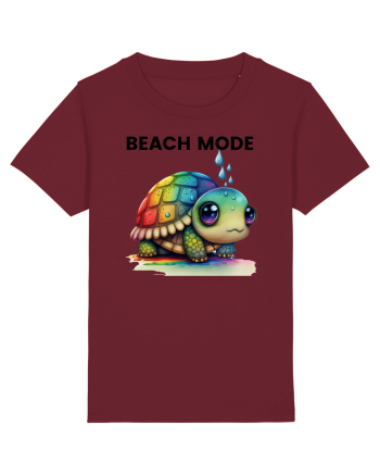 Broasca testoasa pictata in acuarela cu mesajul  Beach Mode Burgundy