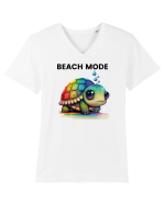 Broasca testoasa pictata in acuarela cu mesajul  Beach Mode Tricou mânecă scurtă guler V Bărbat Presenter