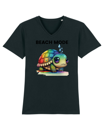 Broasca testoasa pictata in acuarela cu mesajul  Beach Mode Black