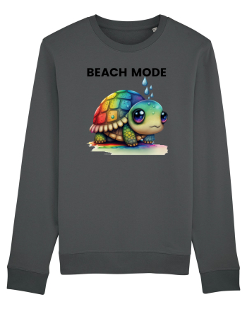 Broasca testoasa pictata in acuarela cu mesajul  Beach Mode Anthracite
