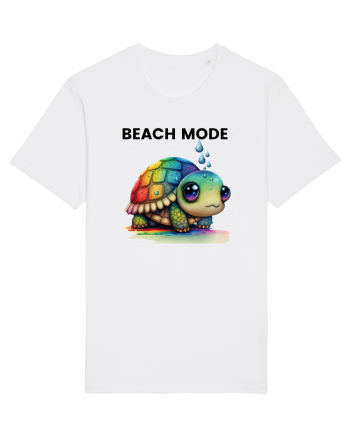 Broasca testoasa pictata in acuarela cu mesajul  Beach Mode White