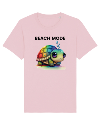 Broasca testoasa pictata in acuarela cu mesajul  Beach Mode Cotton Pink