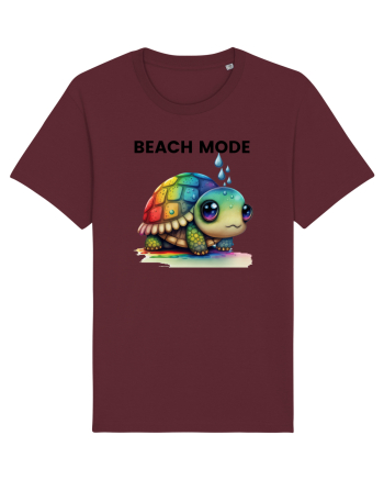 Broasca testoasa pictata in acuarela cu mesajul  Beach Mode Burgundy