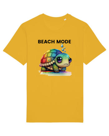 Broasca testoasa pictata in acuarela cu mesajul  Beach Mode Spectra Yellow