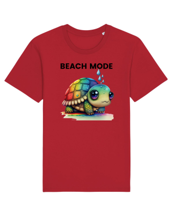 Broasca testoasa pictata in acuarela cu mesajul  Beach Mode Red