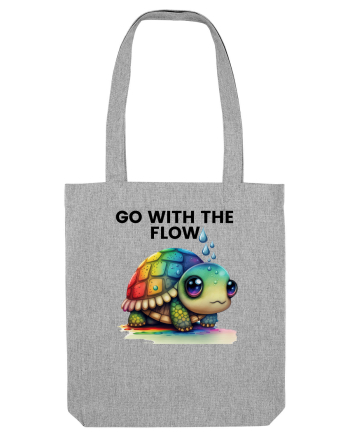 Broasca testoasa pictata in acuarela cu mesajul  Go with the Flow Heather Grey
