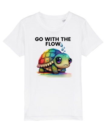 Broasca testoasa pictata in acuarela cu mesajul  Go with the Flow White