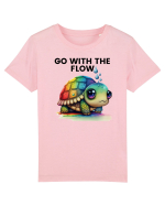 Broasca testoasa pictata in acuarela cu mesajul  Go with the Flow Tricou mânecă scurtă  Copii Mini Creator