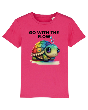 Broasca testoasa pictata in acuarela cu mesajul  Go with the Flow Raspberry