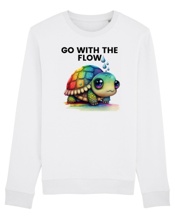 Broasca testoasa pictata in acuarela cu mesajul  Go with the Flow White