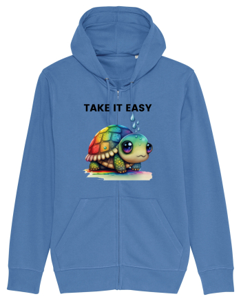Broasca testoasa pictata in acuarela cu mesajul  Take it Easy Bright Blue