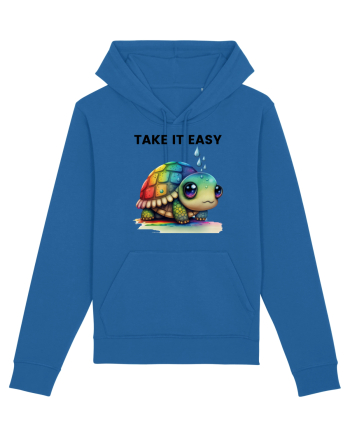 Broasca testoasa pictata in acuarela cu mesajul  Take it Easy Royal Blue