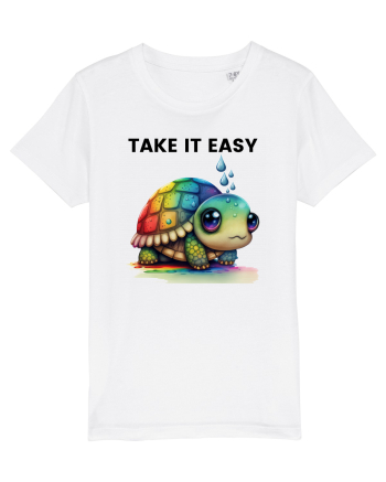 Broasca testoasa pictata in acuarela cu mesajul  Take it Easy White