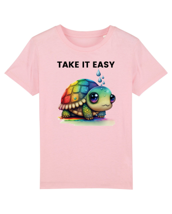 Broasca testoasa pictata in acuarela cu mesajul  Take it Easy Cotton Pink