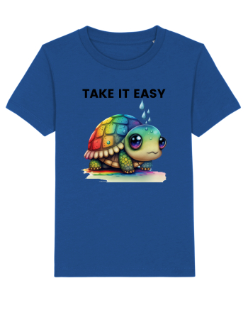 Broasca testoasa pictata in acuarela cu mesajul  Take it Easy Majorelle Blue