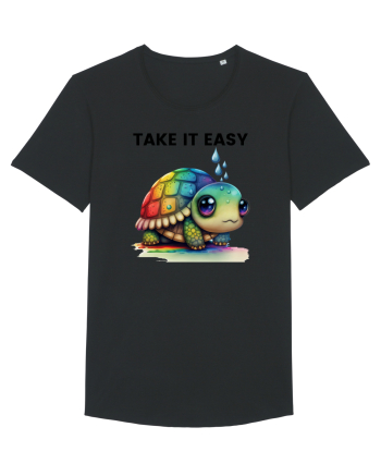 Broasca testoasa pictata in acuarela cu mesajul  Take it Easy Black