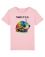 Broasca testoasa pictata in acuarela cu mesajul  Take it E.Z. Tricou mânecă scurtă  Copii Mini Creator