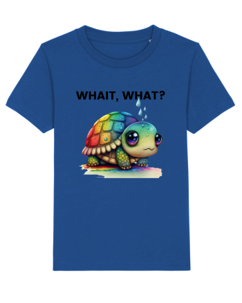 Broasca testoasa pictata in acuarela cu mesajul Wait, What? Majorelle Blue