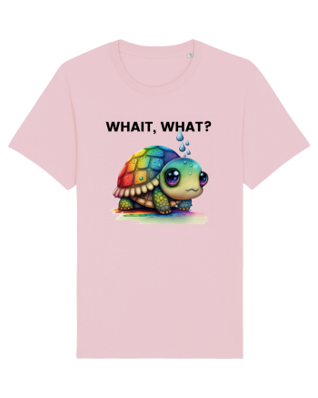 Broasca testoasa pictata in acuarela cu mesajul Wait, What? Cotton Pink