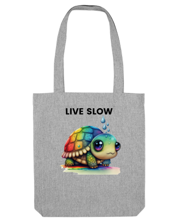 Broasca testoasa pictata in acuarela cu mesajul Live Slow Heather Grey