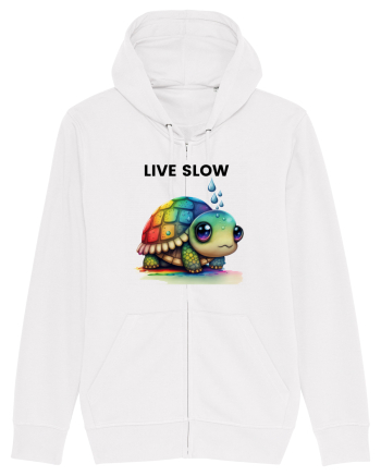 Broasca testoasa pictata in acuarela cu mesajul Live Slow White