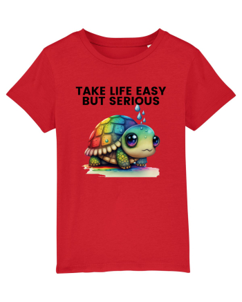 Broasca testoasa pictata in acuarela cu mesajul Take Life Easy but Serious Red