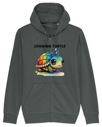 Broasca testoasa pictata in acuarela cu mesajul Jogging Turtle Anthracite