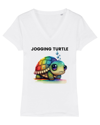 Broasca testoasa pictata in acuarela cu mesajul Jogging Turtle White