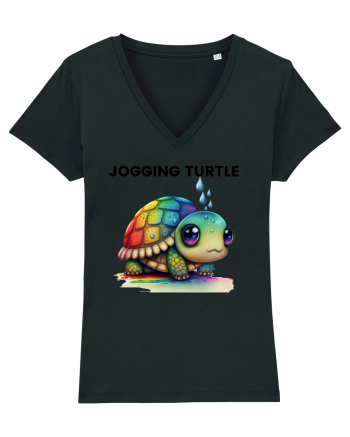 Broasca testoasa pictata in acuarela cu mesajul Jogging Turtle Black