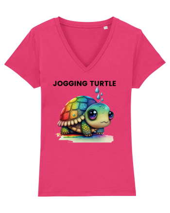 Broasca testoasa pictata in acuarela cu mesajul Jogging Turtle Raspberry