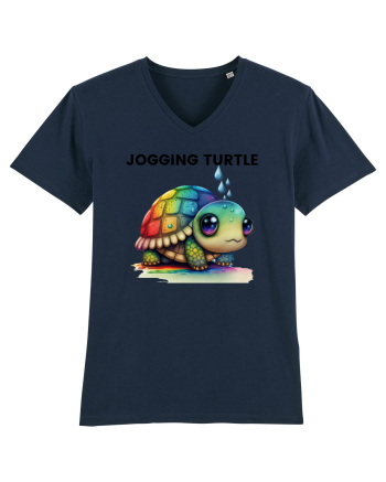 Broasca testoasa pictata in acuarela cu mesajul Jogging Turtle French Navy