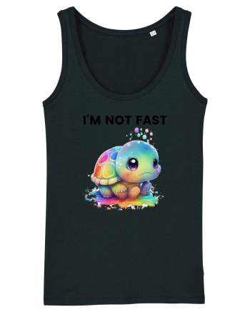 Broasca testoasa pictata in acuarela cu mesajul I'm not fast Black