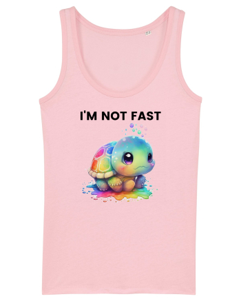 Broasca testoasa pictata in acuarela cu mesajul I'm not fast Cotton Pink