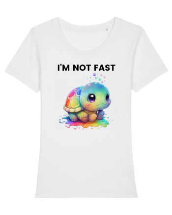 Broasca testoasa pictata in acuarela cu mesajul I'm not fast White