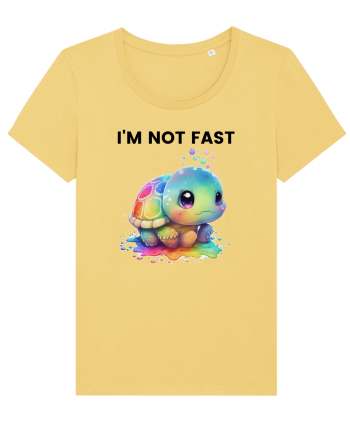 Broasca testoasa pictata in acuarela cu mesajul I'm not fast Jojoba